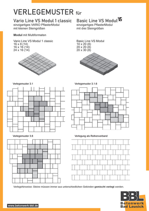 BBL Pflasterstein Beton VARIO LINE MODUL 1, 8 cm