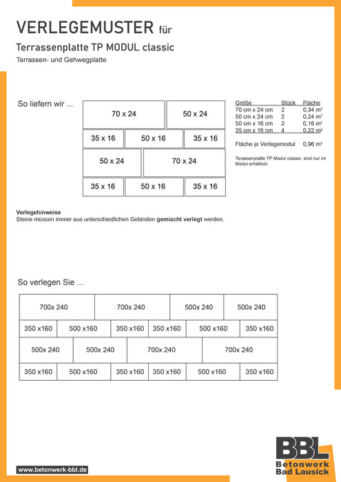 BBL Terrassenplatte  MODUL CLASSIC, 5 cm
