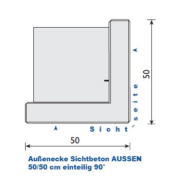 Stützwinkel Außenecke 55/ 50/ 50 cm, einteilig